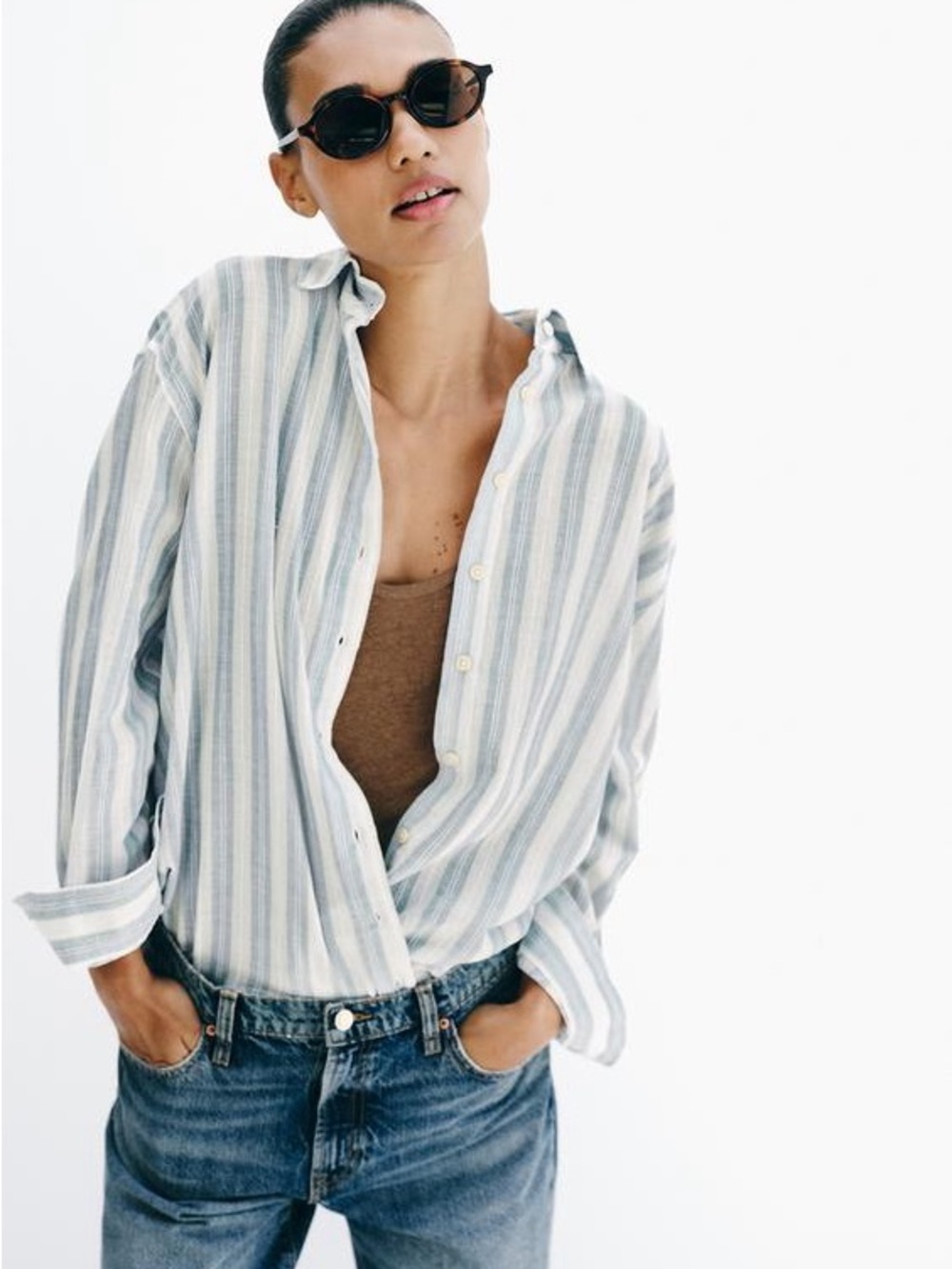 Zara striped volume shirt